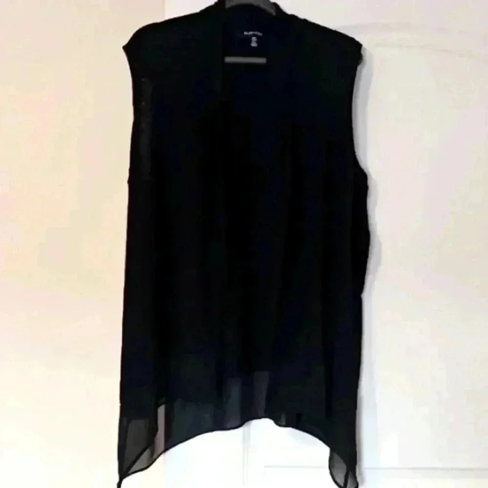 Ellen Tracy vest open front cardigan size XL. Sheer detail at bottom.